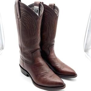 Frye Billy Pull On Brown Deco Stitch Bourbon Western Cowboy Indie Boho Boots 6.5